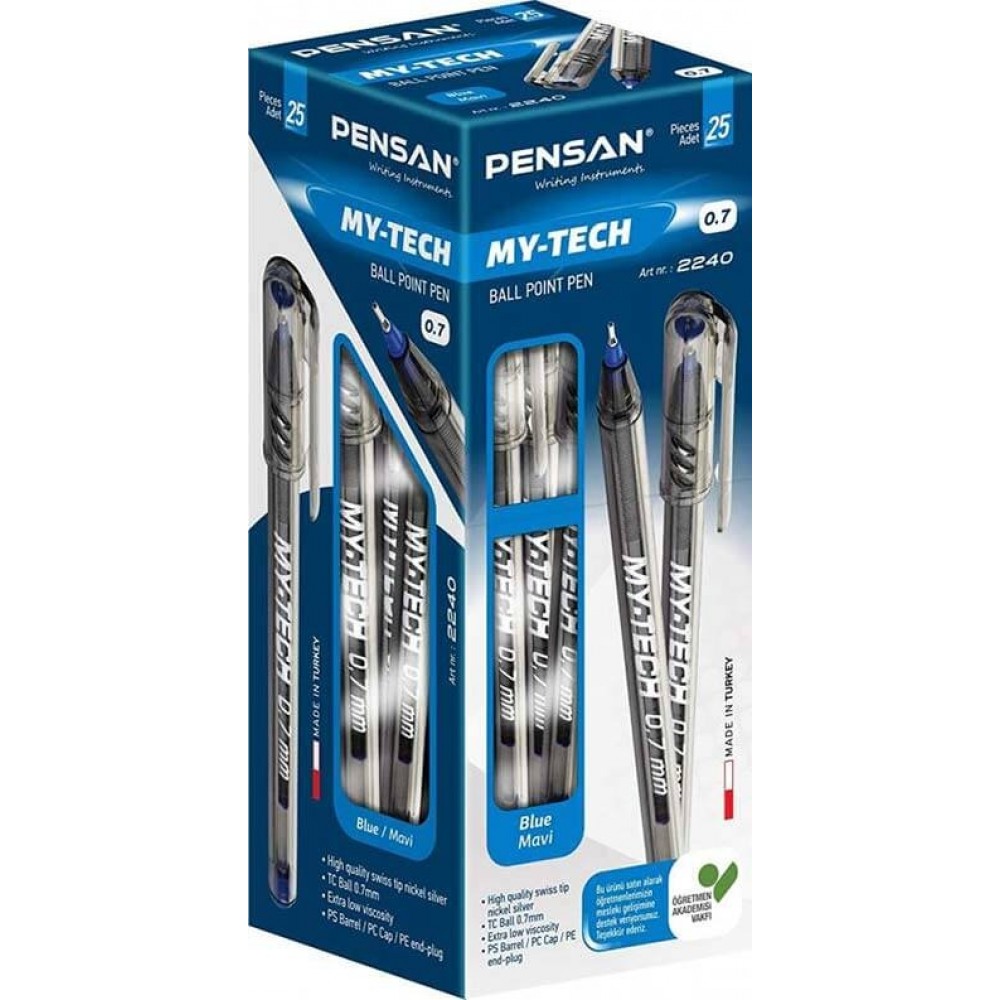 My-Tech Tükenmez Kalem 0.7mm Mavi 25 Li